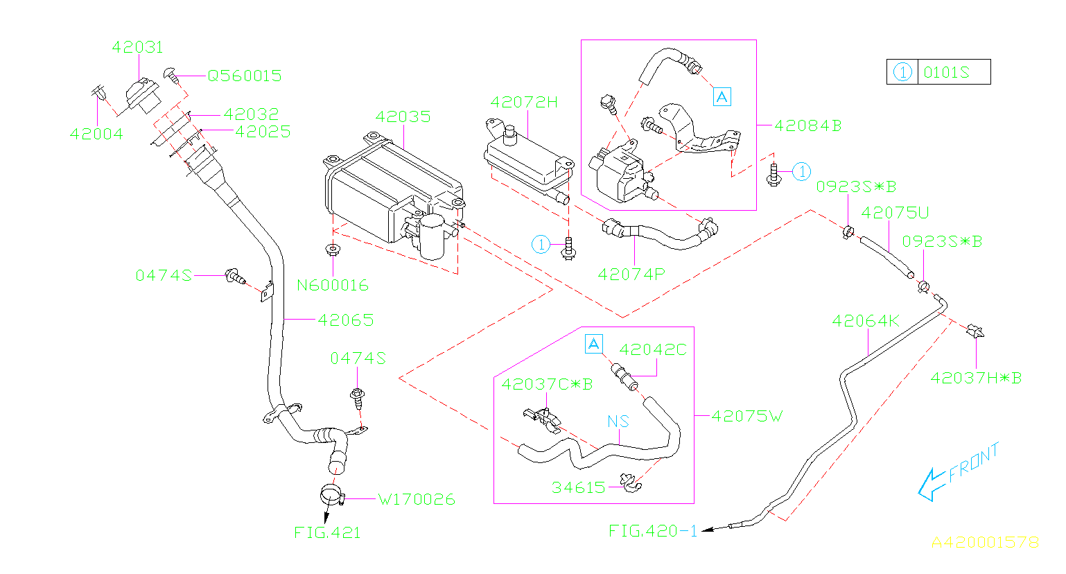 1999 Subaru Evaporative Emissions System Line Adapter - 42042AG05A